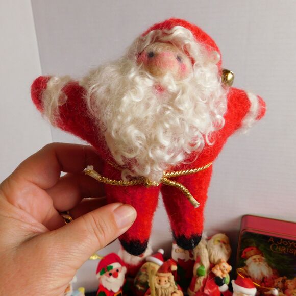 Santa Clause 21 Pcs Christmas Ornaments Figurines Wood Wool Ceramic Collectibles - Picture 7 of 16